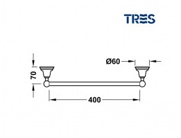 MEDIDAS TOALLERO LAVABO 40cm CLASICO TRES GRIFERIA